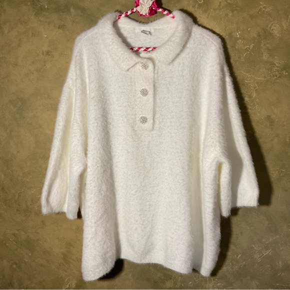 Hu0026M | Sweaters | Hm Soft Plush Oversized Collared Sweater With Pearl  Buttons | Poshmark